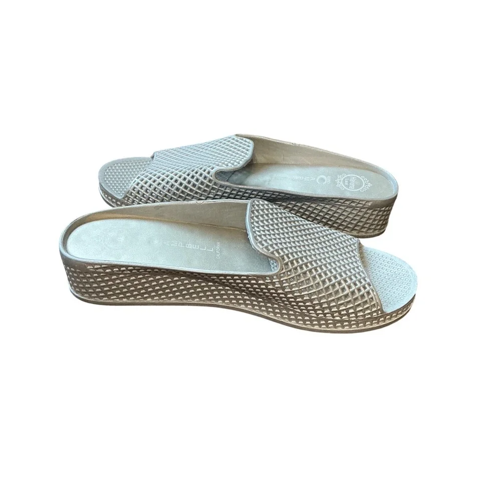 Jeffrey Campbell Havana Last Silver Metallic Lattice Platform Slide Sandals 10